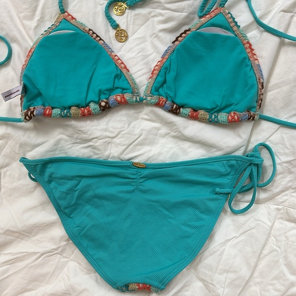 Luli Fama Swimwear Bikini (SIZE: L, LARGE) Triangle Top + Side Tie Bottom - Picture 5 of 6